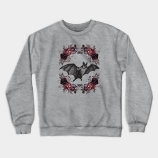 Romantic Dark Academia Gothic Floral Bat Crewneck Sweatshirt